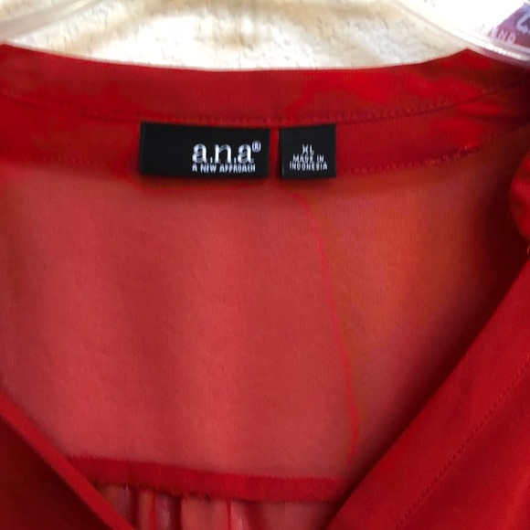 Sheer Red-orange long sleeve blouse - Picture 3 of 3